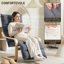 Poltrona Relax con Poggiapiedi Regolabile in Legno con Rivestimento in Velluto Grigio Scuro   
