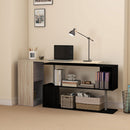 Scrivania Angolare da Ufficio 140x120x78 cm con Cassetti e Scaffale Girevole color Legno  