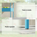 Portavasi a 2 Livelli 75x35x150 cm a Forma di Casetta con Gancio in Metallo Blu Verde      