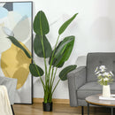 Albero Artificiale di Banano 160 cm con Vaso e 10 Foglie Realistiche Verde      