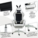 Sedia da Gaming con Orecchie da Coniglio 65x63x136-142 cm Poggiapiedi Cuscini in Pelle PU Nero      