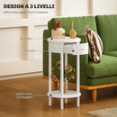 Set 2 Comodini con Cassetto Rotondi Ø35,5 x 71 cm in Legno Bianco 