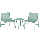 Set 3 Pezzi Pranzo da Giardino Bistrò 2 Sedie e Tavolo Rotondo in Rattan Verde      