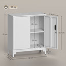 Armadietto Portadocumenti 80x35x91 cm con 2 Ante e Chiavi in Metallo Bianco  