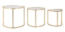 Tavolinetti da Caffè Triangle Set 3 Pz Ø60x50 cm - Ø50x45 cm - Ø40x40 cm in Ferro e Vetro Oro      