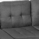 Divano 3 Posti con Pouf 186x138x91,5 cm in Poliestere Grigio
