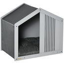 Cuccia per Cani a Casetta 60x43x55 cm in Truciolare e Poliestere Grigio
