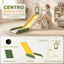 Scivolo per Bambini 1-3 Anni 191x100x84 cm con Arrampicata e Canestro in HDPE Crema      