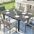 Tavolo da Giardino Allungabile 110-170x90x75 cm per 6-8 Persone con Piano a Doghe in Alluminio Grigio Scuro      