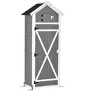 Casetta Box da Giardino Porta Attrezzi 78x52,5x182 cm con Ripiano Rimovibile e Tavolo da Lavoro in Abete  Grigia
