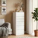 Cassettiera 40x48x110 cm 6 Casetti con Specchio Ribaltabile in MDF Bianco      
