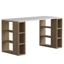 Scrivania con Libreria 6 Ripiani 140x60x75 cm Tavolo Porta Pc Computer in Legno Quercia      