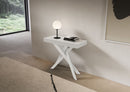 Consolle Allungabile 90-196x40x77 cm Saki Small Bianco Frassino Gambe Bianche 
