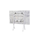 Tavolo pieghevole 60x90x75 cm marmo bianco e gambe bianco