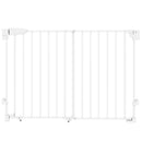 Cancelletto di Sicurezza per Cani 74,5-111,5x74,5 cm Chiusura Automatica e Apertura con Una Mano in Metallo PP e ABS Bianco      