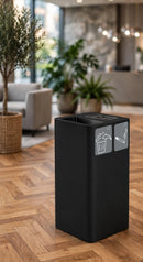 Pattumiera Per Raccolta Rifiuti 38x38xh80 cm In Acciaio Verniciato con Coperchio Basculante Nero