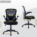 Sedia Operativa da Ufficio 62x63x105 cm Ergonomica con Braccioli Pieghevoli Bianco
