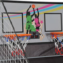 Canestri Basket con Tabellone LED 205x110x205 cm 4 Palloni e 8 Modalità di Gioco Bianco e Nero   