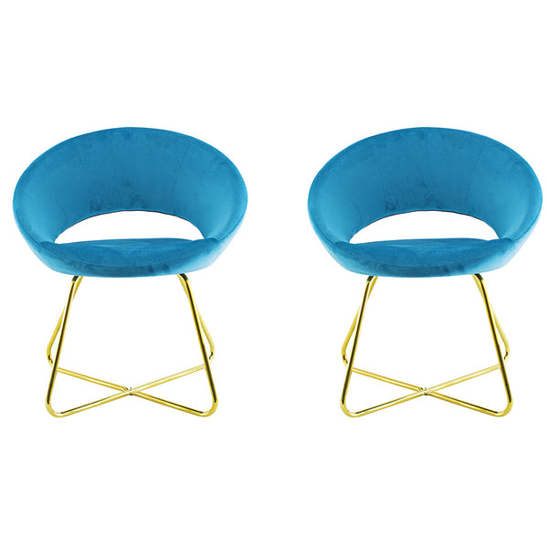 Set 2 Sedie Vintage 58x64x83 cm in Tessuto Effetto Velluto Greta Blu online