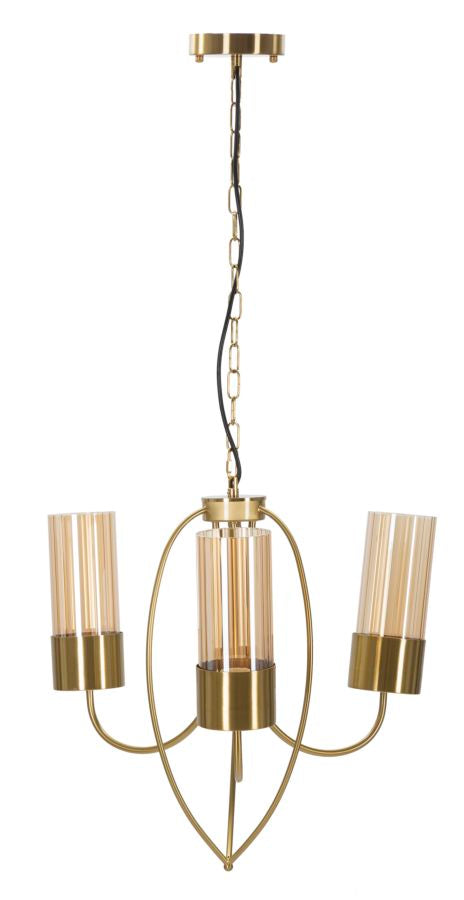 sconto Lampadario Versailles 3 Luci Ø60x103 cm in Ferro e Vetro Nero