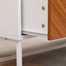 Tavolino da Caffè 2 Cassetti 100x50x40 cm in Legno e Metallo Bianco e Marrone