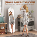 Specchio a Figura Intera da Terra 40x4x160 cm con Supporto Pieghevole in Vetro e Metallo Argento      