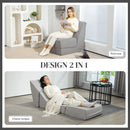 Poltrona Moderna da Pavimento Convertibile in Chaise Longue in Tessuto Grigio Chiaro      