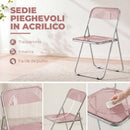 Set 4 Sedie Pieghevoli 47x48x75 cm in Acrilico Trasparenti Rosa      