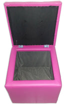 Cubo Pouf Contenitore in Similpelle e Cristalli Renier Fucsia