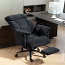 Sedia da Ufficio Operativa Reclinabile con Poggiapiedi 75x77x110-118 cm in Tessuto Effetto Velluto Nero  