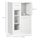 Credenza Moderna 60x40x95 cm Salvaspazio in Legno e Vetro Bianco