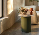 Tavolinetto Frankfurt Marble 40x42x45 cm in Metallo e MDF e Marmo Artificiale Verde e Bianco      
