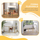 Cancellino per Cani Pieghevole con 3 Pannelli 210x70 cm in Legno Naturale      