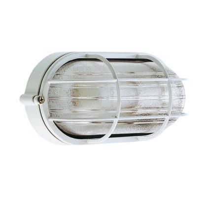 acquista Lampada Plafoniera Ovale Grande con Gabbia Colore Bianco per Esterno Linea Industriale Sovil