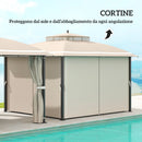 Gazebo da Giardino 370x303x290 cm Tende Laterali e Zanzariere Beige   