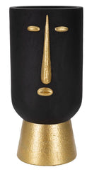 Vaso Tribal 21x45x21 cm in Poliresina Nero/Oro
