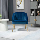 Poltroncina da Camera 65x64x77 cm In Poliestere effetto Velluto Blu Scuro