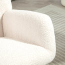 Sedia a Dondolo in Velluto Teddy, Metallo e Legno per Camera da Letto e Soggiorno, 70x94x100 cm, Bianco Crema      