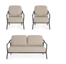 Set 3 Pezzi Salotto da Giardino con Divano 2 Poltrone in Alluminio e PP Edvige Antracite 