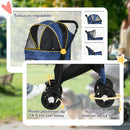 Passeggino per Cani Taglia XS e S 81x48x99 cm con Cesto Cuscino e 2 Guinzagli Nero e Blu Scuro   