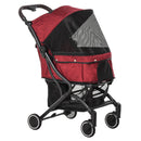 Passeggino per Cani e Gatti Pieghevole 80x53x101 cm in Alluminio Rosso e Nero