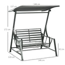 Dondolo da Giardino 2 Posti 148x129x172 cm in Acciaio Grigio scuro