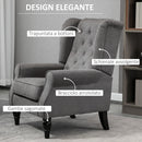 Poltrona da Salotto in Stile Francese 74x86x102 cm con Cuscini Sfoderabili Gambe in Legno Grigio  