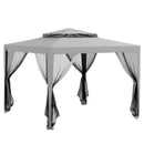 Gazebo da Giardino 3x3 m con Zanzariera Doppio Tetto e 8 Fori in Acciaio e Poliestere Grigio      