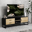 Mobile TV Max 60"" con Armadietto Cassetti e Ripiani 140x35x45 cm Legno Naturale  