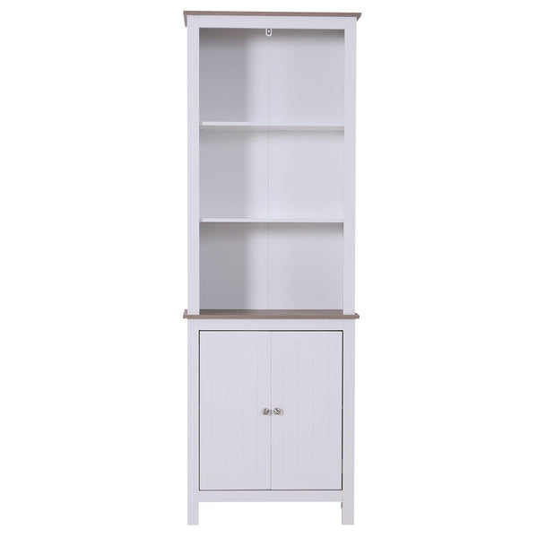 Libreria in Legno con 3 Ripiani e Ante Bianco 60x30x175 cm sconto