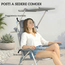 Sedia a Sdraio 62x68x79 cm Reclinabile a 6 Livelli con Tettuccio e Poggiatesta, in Alluminio e Rete Grigio      