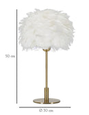 Lampada da Tavolo Ball Feather Ø30x50 cm in Ferro e Plastica Oro e Bianco      