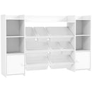 Scaffale Portagiochi per Bambini 140x30x90 cm con 8 Contenitori Rimovibili e Armadietti in MDF Bianco      