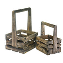 Set di 2 Cassetta in Legno con manico centrale Altezza 44,5 cm